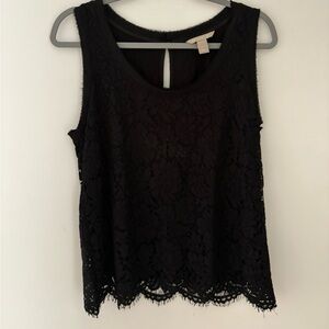 Banana Republic Women Black Lace
Sleeveless Scoop Neck Keyhole V Lined 
Size med